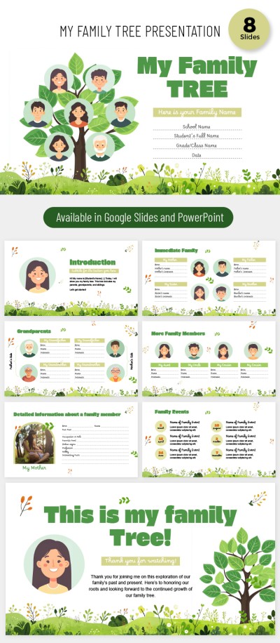 Family Tree Slides for Elementary School Template