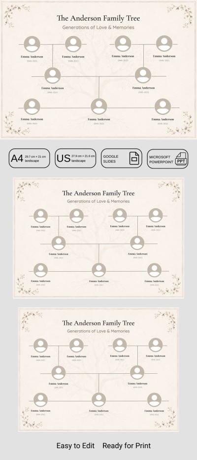 Plantilla de Árbol Genealógico con Fotos Plantilla