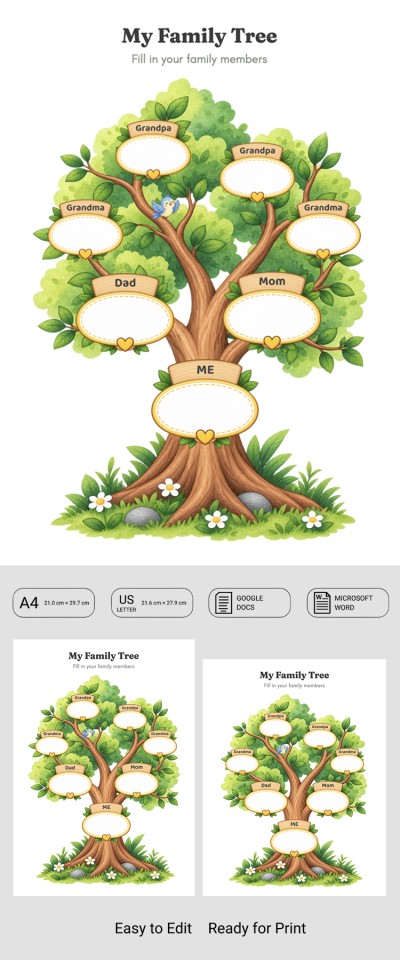 Family Tree Templates for Kids Template