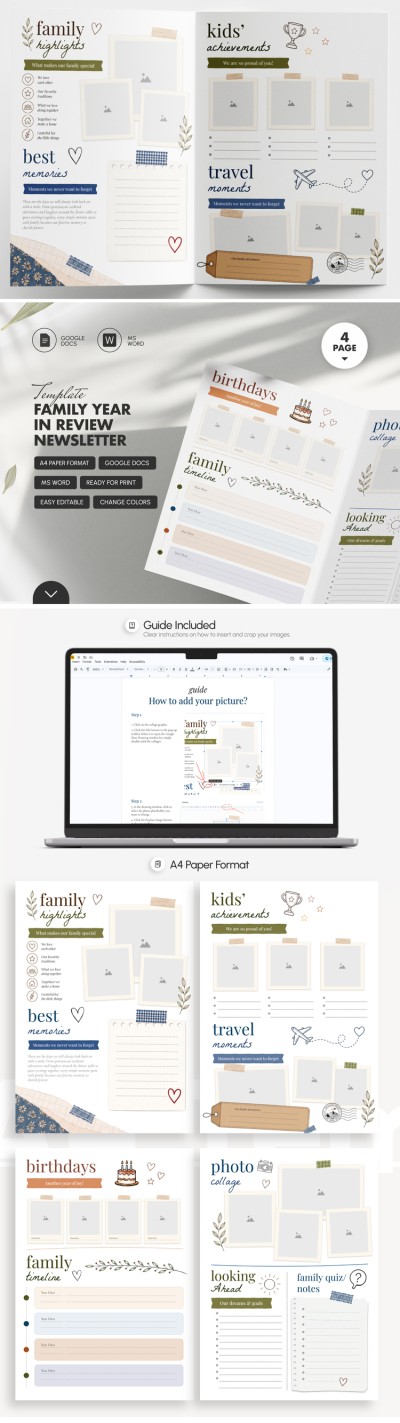 Modèle de bulletin d'information sur l'année de la famille Modèle