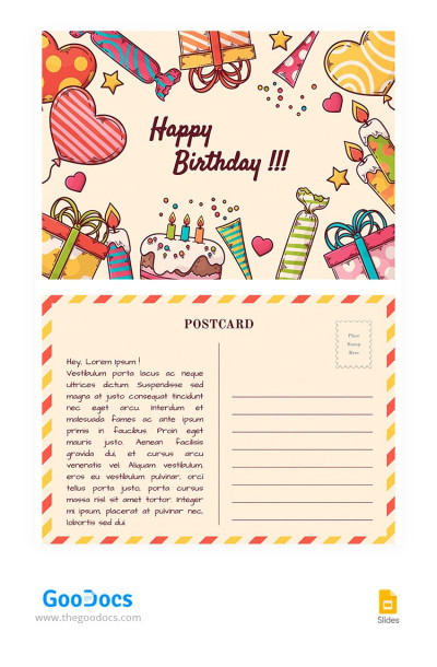 Cartão Postal Festivo de Aniversário Modelo