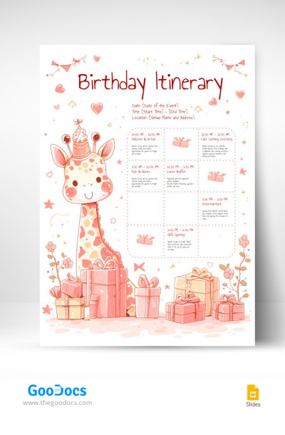 First Birthday Itinerary Template
