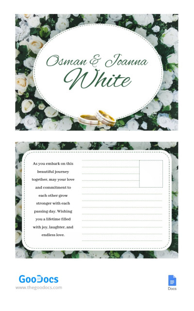 Tarjeta postal de boda floral Plantilla