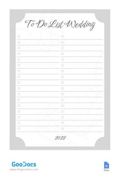 Floral Wedding To Do List Template