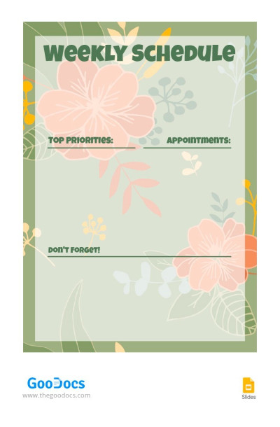 Floral Weekly Schedule Template