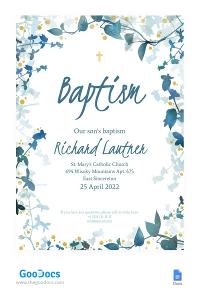 Flower Baptism Invitation Template