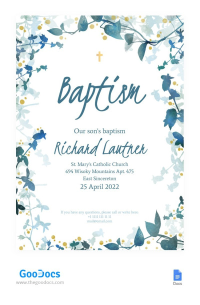 Invitación al Bautizo de Flores Plantilla