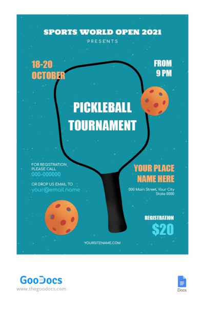 Flyer du Club de Pickleball Modèle