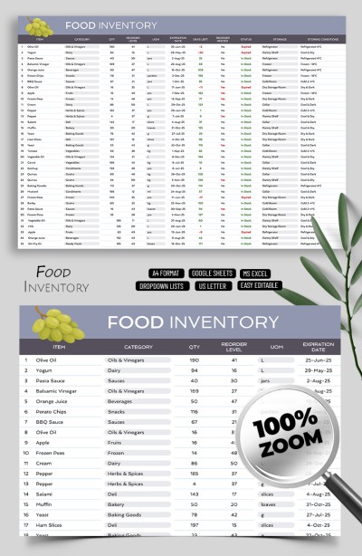 Plantilla de inventario de alimentos Spreadsheet Tracker