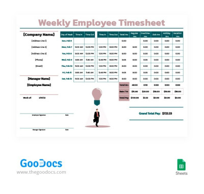 Formal Weekly Employee Timesheet Template