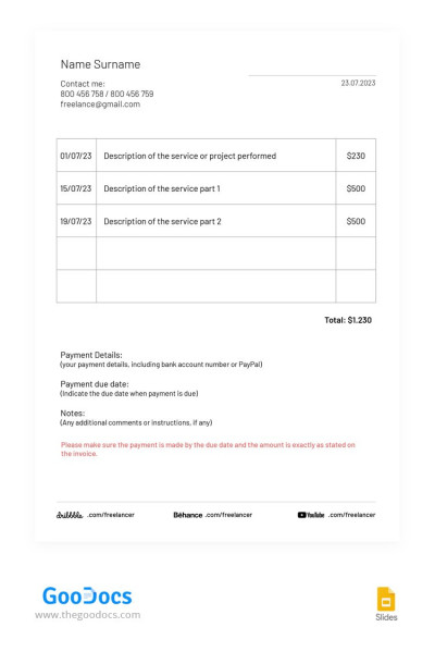 Freelance Minimalistic Invoice Template