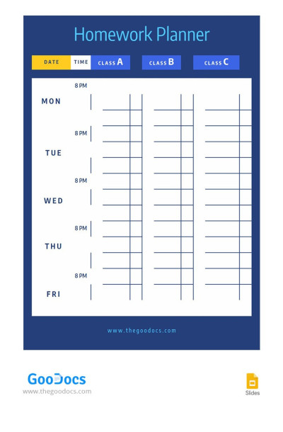 Funny Blue Homework Planner Template