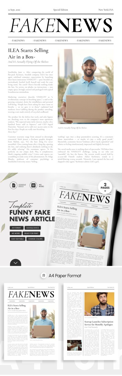 Funny Fake News Article Template