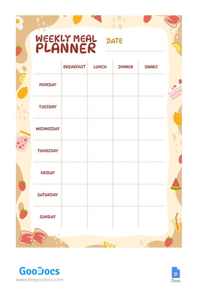 Funny Weekly Meal Planner Template