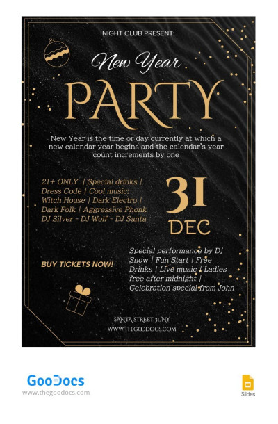 Gold New Year Flyer Template