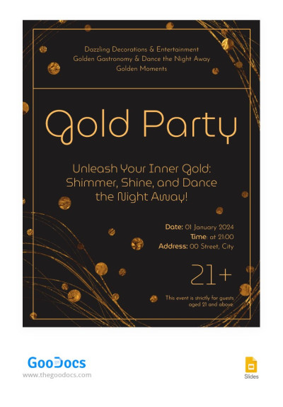 Goldene Party Flyer Vorlage
