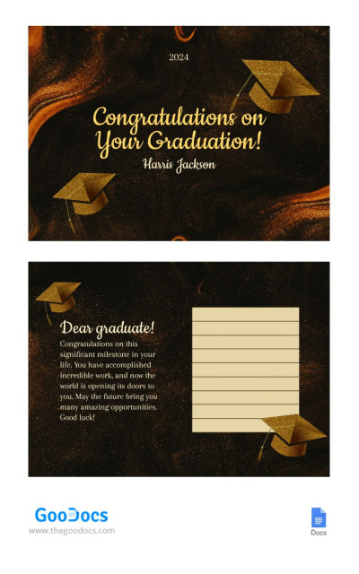 Goldene Dunkle Abschluss-Postkarte Vorlage