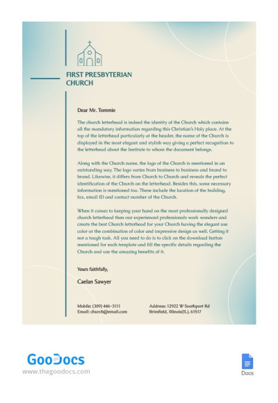 Gradient Church Letterhead Template | thegoodocs.com