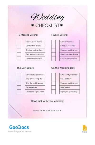 Gradient Watercolor Wedding Checklist - Wedding Checklists