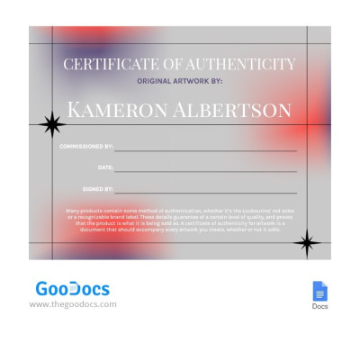 Gray Certificate of Authenticity Template