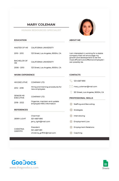 Gray Style Resume Template