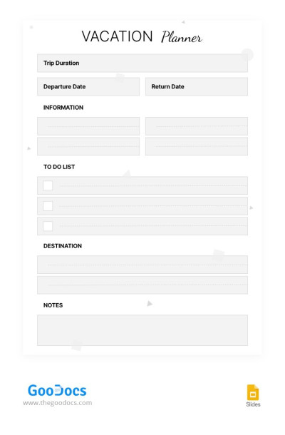 Gray Vacation Planners Template
