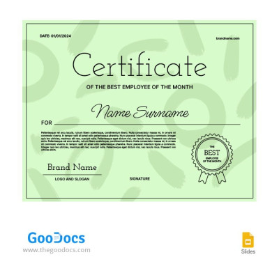 Green Certificate for the Best Employee - Corporate Certificates