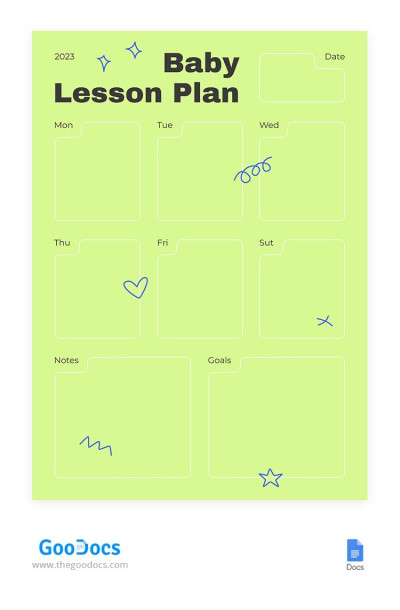 Green Cute Baby Lesson Plan Template