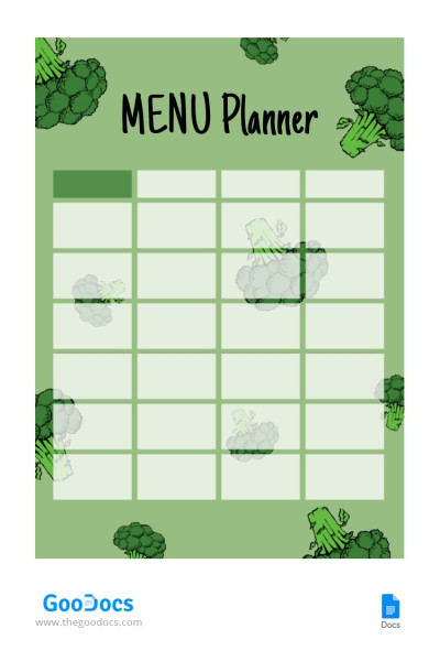 Green Menu Planner Template