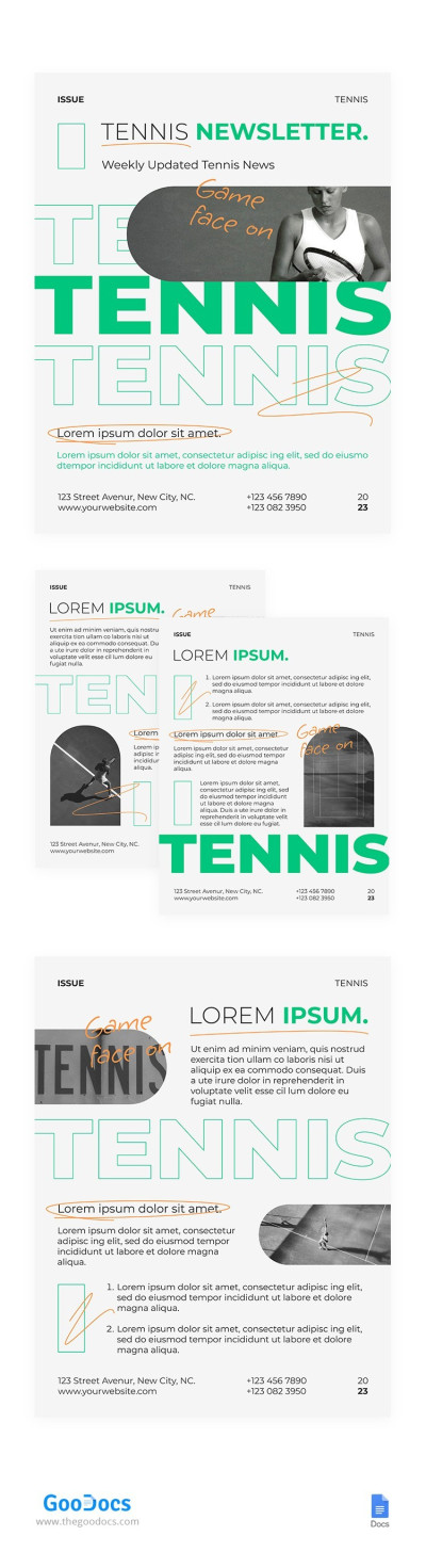 Green Modern Tennis Newsletter