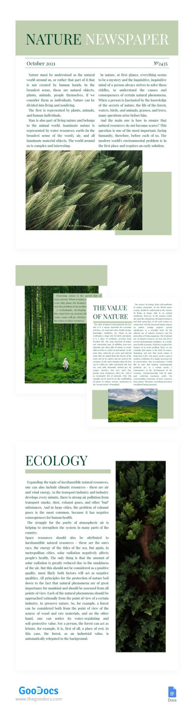 Periódico de Naturaleza Verde Plantilla