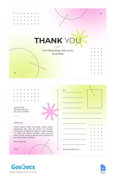 Tarjeta postal de gradiente verde y rosa Plantilla