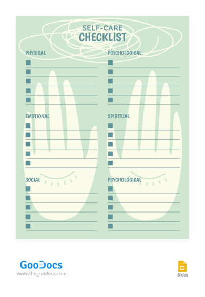 Green Self Care Checklist Template