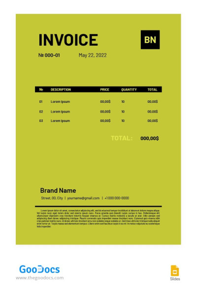 Green Simple Invoice Template