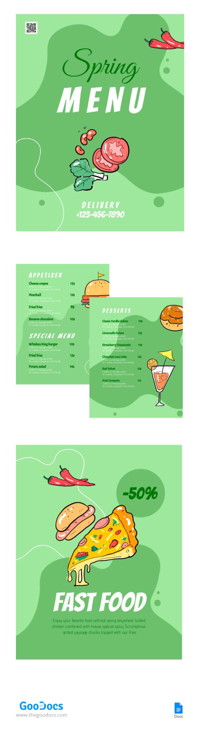 Green Spring Menu Template