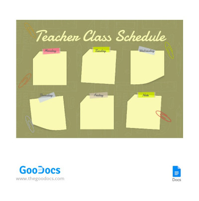 Green Teacher Class Schedule Template
