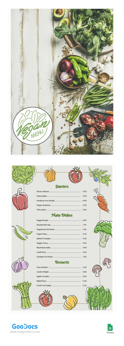 绿色素食菜单 模板