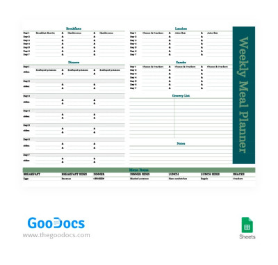 Green Weekly Meal Planner Template
