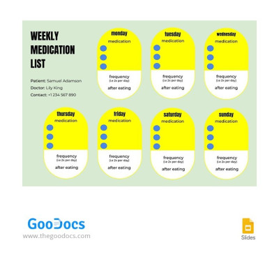 Lista de medicamentos semanales verdosos