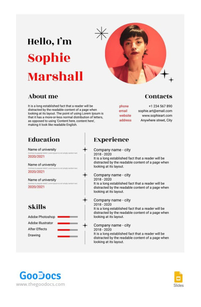 Grey Artist Resume Template