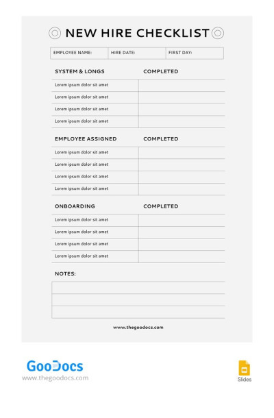 Grey New Hire Checklist Template in Google Slides and Microsoft ...