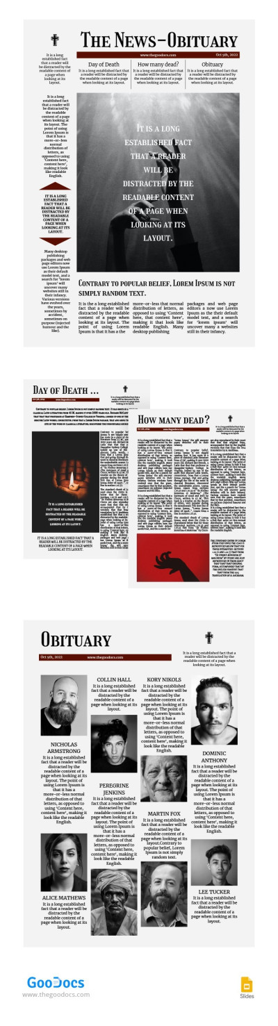 Grey Obituary Newspaper Template