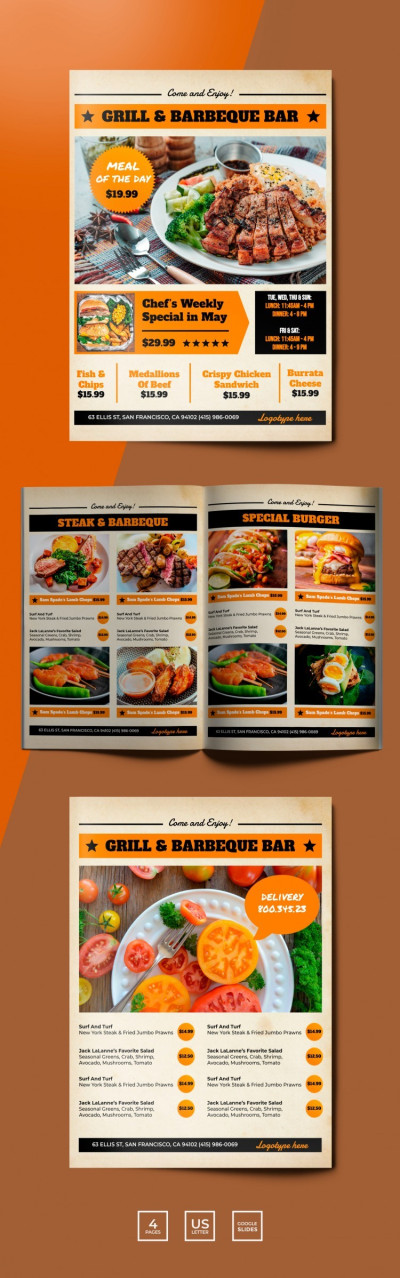 Grill and Barbeque Restaurant Menu - BBQ Restaurant menu