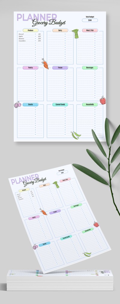Groceries on a Budget Planner Template