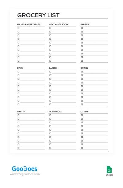 Printable Grocery Checklist Template