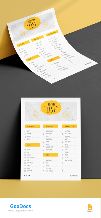 Grocery List Template