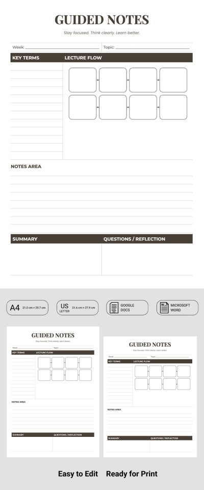 Modèle de notes guidées Modèle
