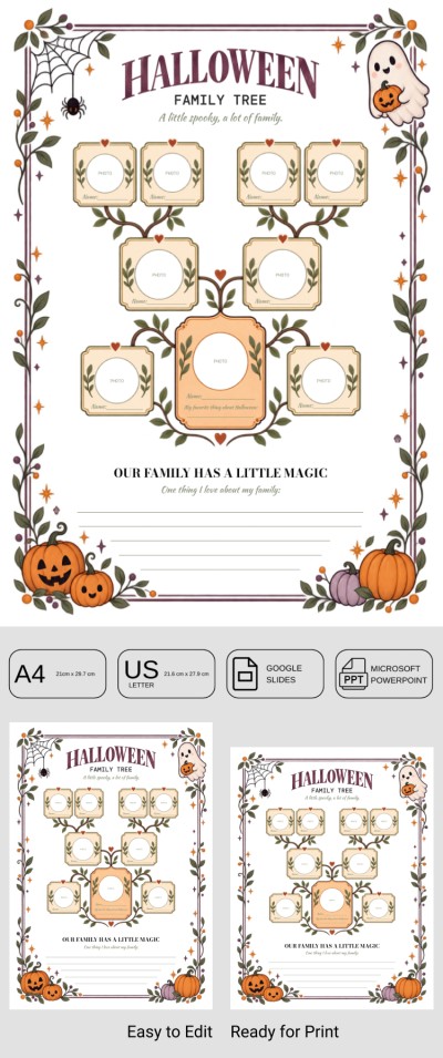 Halloween Family Tree Template Plantilla