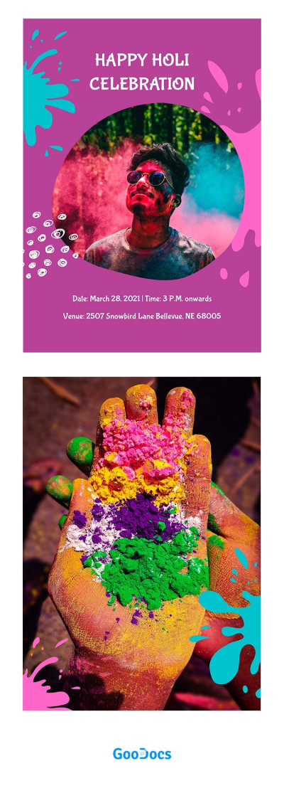 Happy Holi Invitation Template