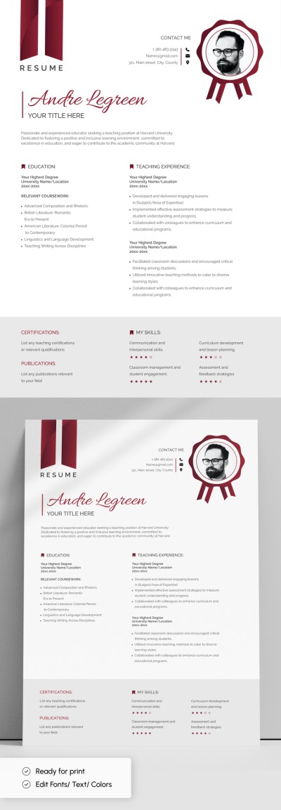 Elegant Harvard Resume Template